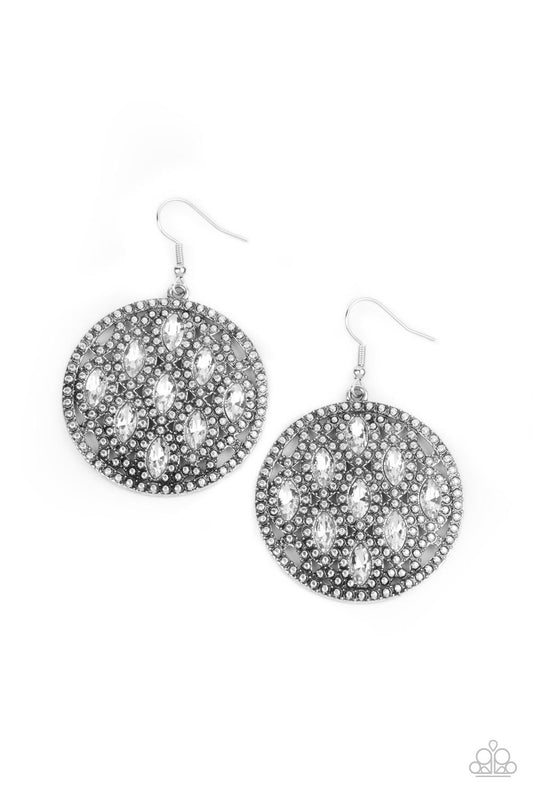 Medallion Stallion White Earrings - Daria's Blings N Things