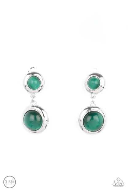 Subtle Smolder Green Clip-On Earrings Paparazzi