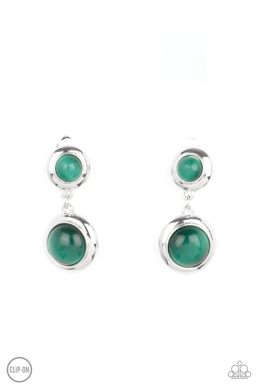 Subtle Smolder Green Clip-On Earrings Paparazzi