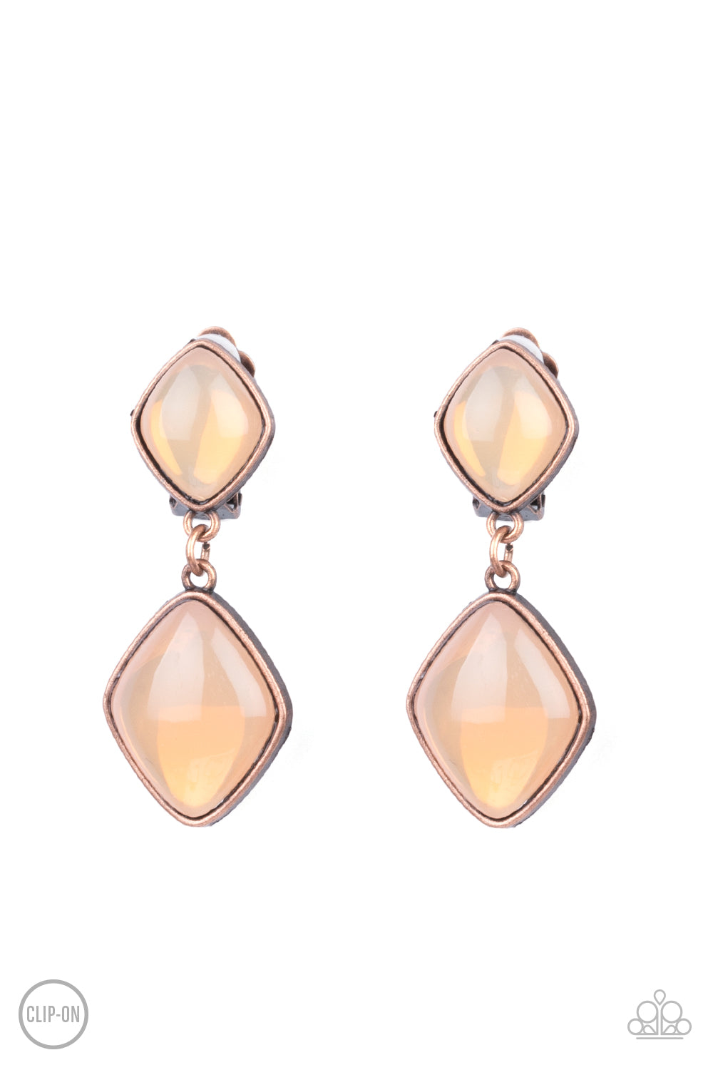 Double Dipping Diamonds Copper Clip-On Earrings
