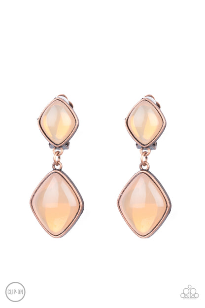 Double Dipping Diamonds Copper Clip-On Earrings