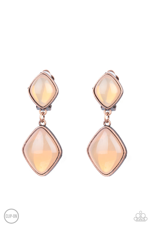 Double Dipping Diamonds Copper Clip-On Earrings