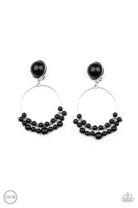 Cabaret Charm Black Clip-On Earrings Paparazzi