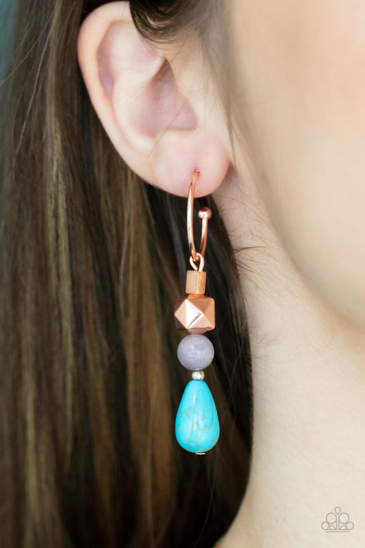 Boulevard Stroll Copper Earrings Paparazzi