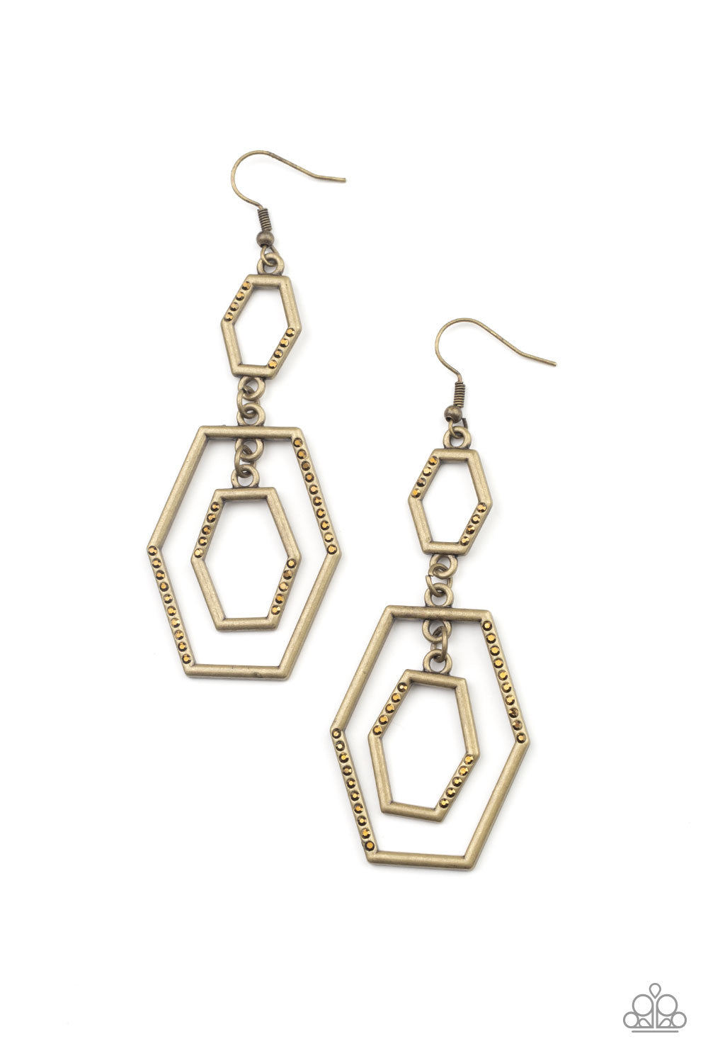 Geometric Maven Brass Earrings Paparazzi