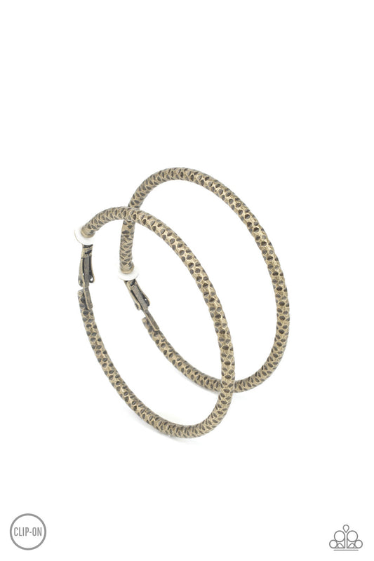 Subtly Sassy Brass Clip-On Hoop Earrings