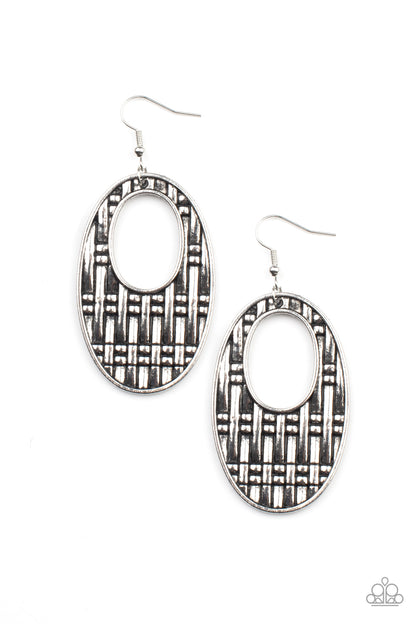 Engraved Edge Silver Earrings Paparazzi