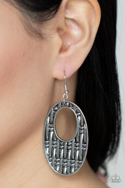 Engraved Edge Silver Earrings Paparazzi