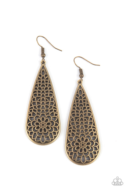 Posy Pasture Brass Earrings Paparazzi
