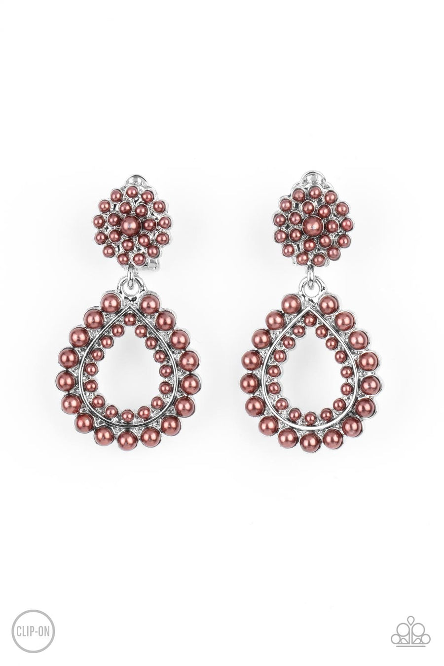 Discerning Droplets Brown Clip-On Earrings Paparazzi