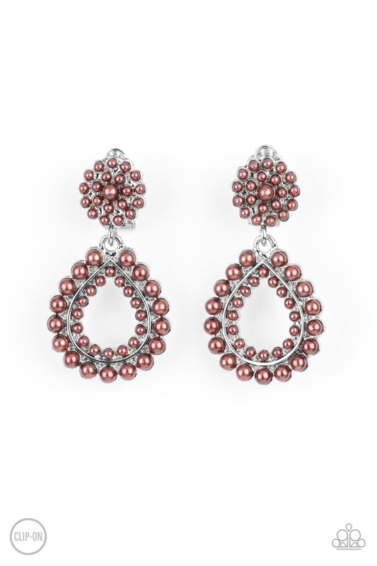 Discerning Droplets Brown Clip-On Earrings Paparazzi