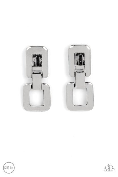 FRAME-ous Last Words Silver Clip-On Earrings Paparazzi