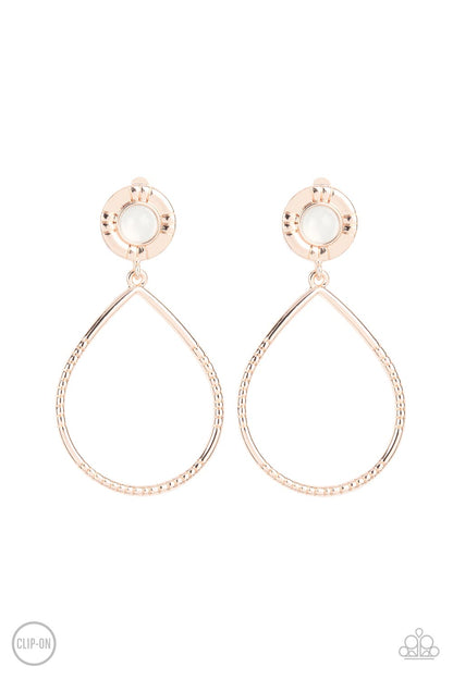 Fairytale Finish Rose Gold Clip Earrings Paparazzi