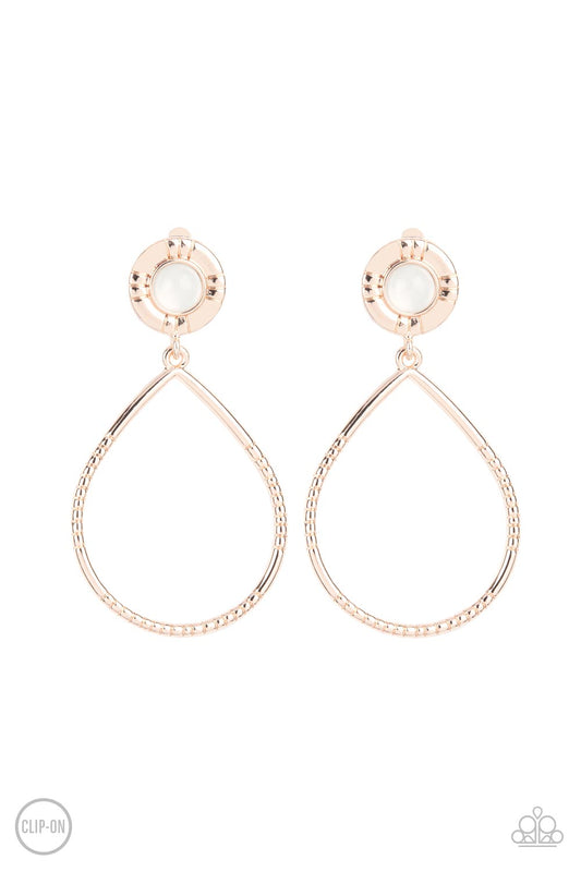 Fairytale Finish Rose Gold Clip Earrings Paparazzi