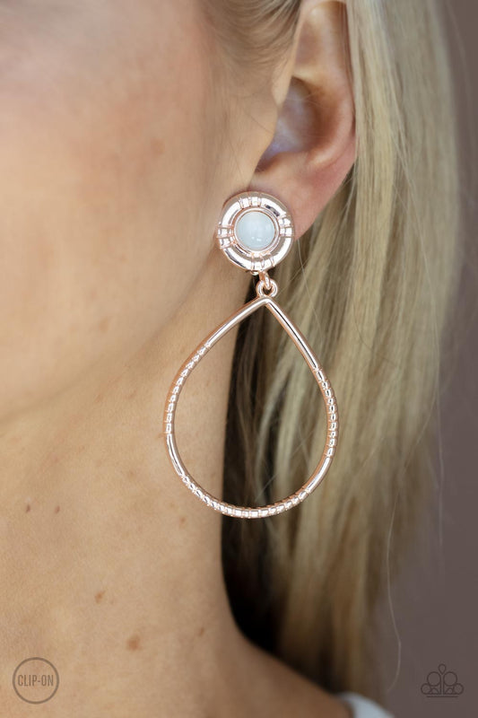 Fairytale Finish Rose Gold Clip Earrings Paparazzi