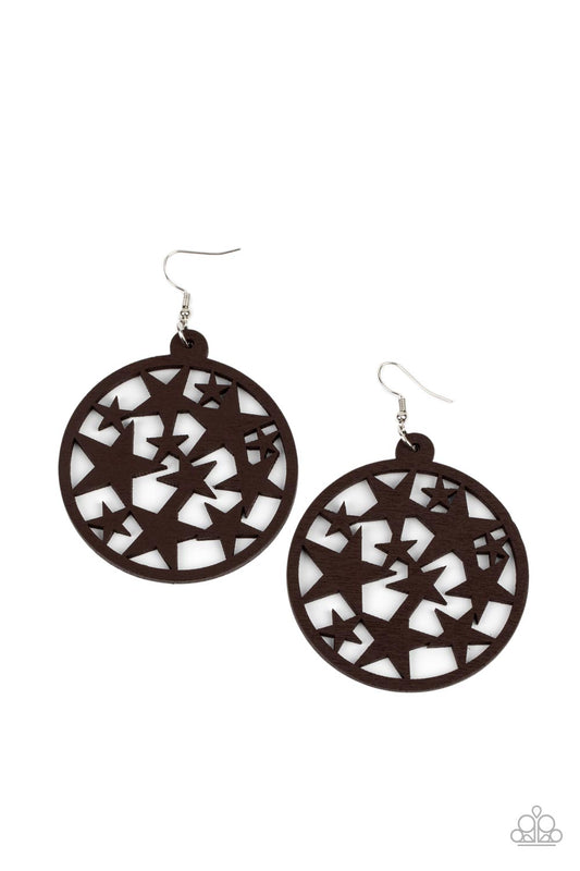 Cosmic Paradise Brown Earrings Paparazzi