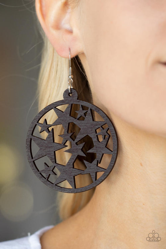 Cosmic Paradise Brown Earrings Paparazzi