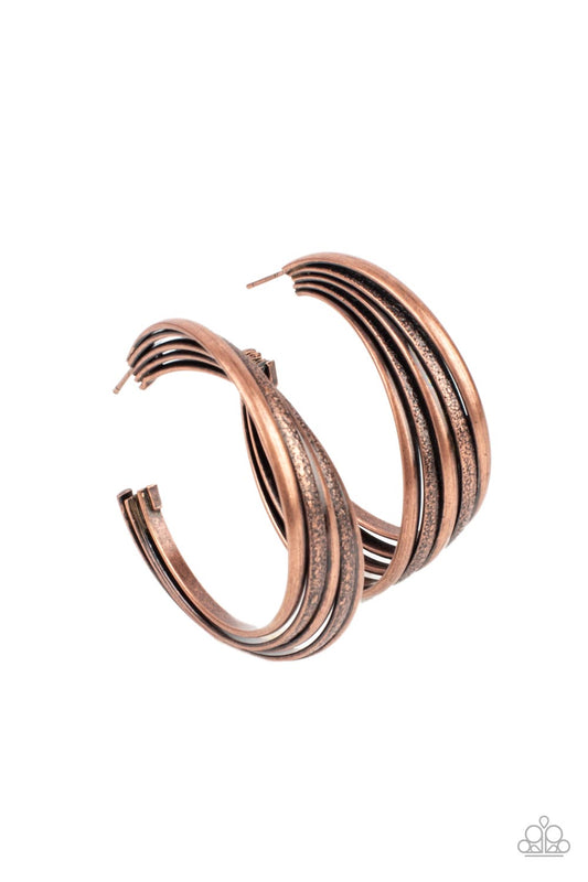 In Sync Copper Hoop Earrings Paparazzi
