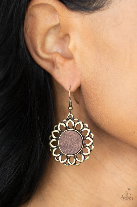 Farmhouse Fashionista Brass Earrings Paparazzi