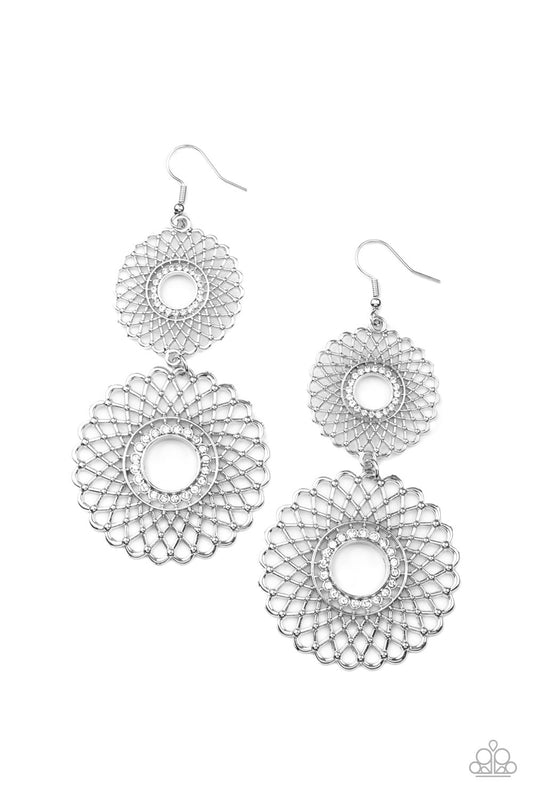 Regal Roulette White Earrings Paparazzi