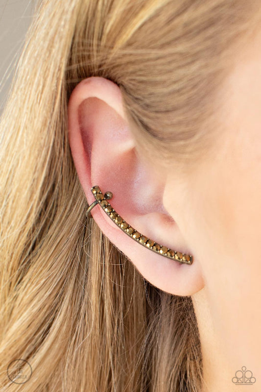 Give Me The SWOOP Brass Post Ear Crawler Earrings Paparazzi