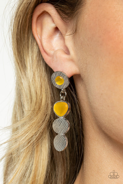 Asymmetrical Appeal Yellow Earrings Paparazzi