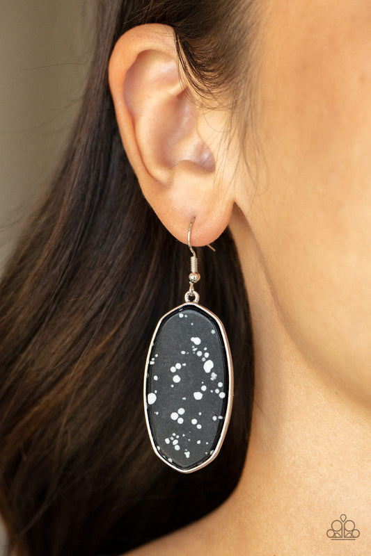 Stone Sculptures Black Earrings Paparazzi