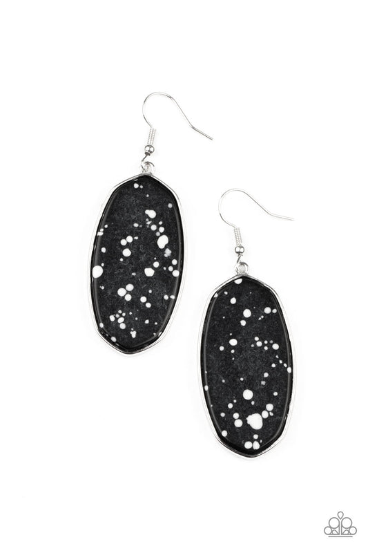 Stone Sculptures Black Earrings Paparazzi