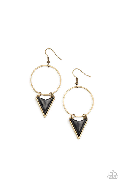 Sahara Shark Brass Earrings Paparazzi