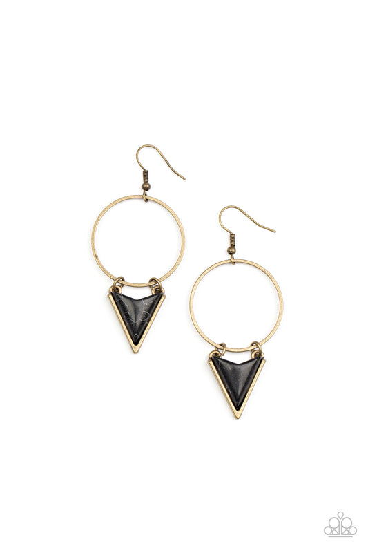 Sahara Shark Brass Earrings Paparazzi