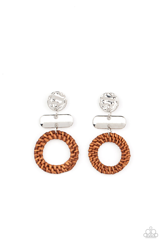 Woven Whimsicality Brown Earrings Paparazzi