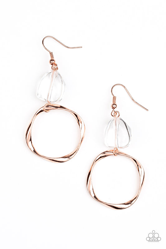 All Clear Copper Earrings Paparazzi