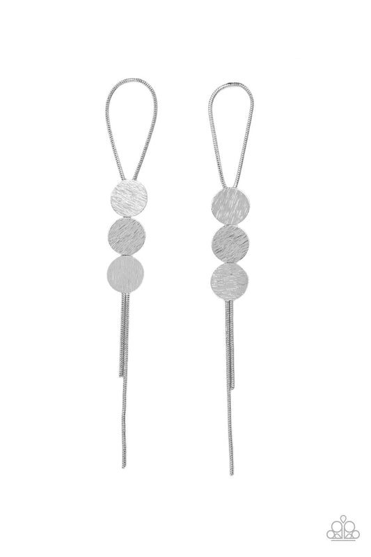 Bolo Beam Silver Earrings Paparazzi
