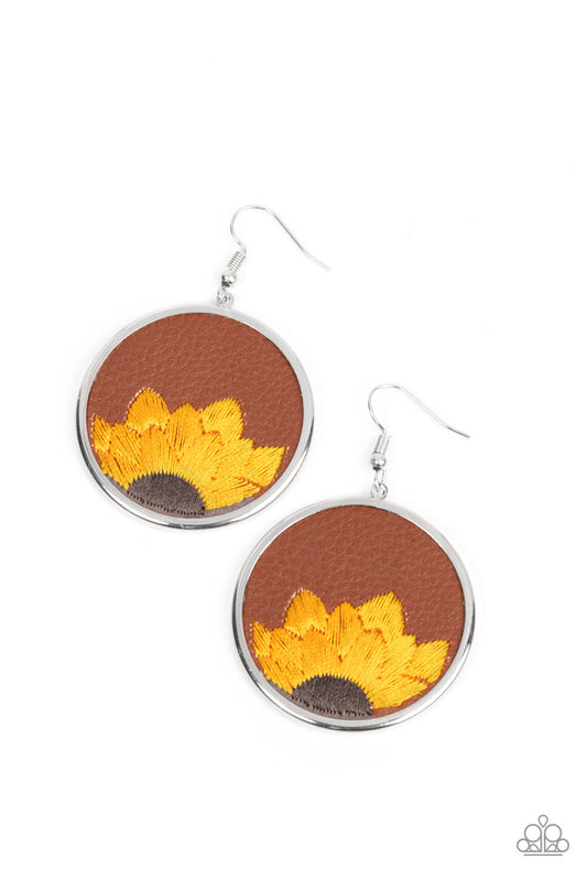 Sun-Kissed Sunflowers Brown Earrings