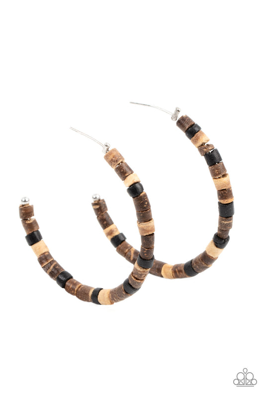 Effortlessly Earthy Brown Hoop Earrings Paparazzi