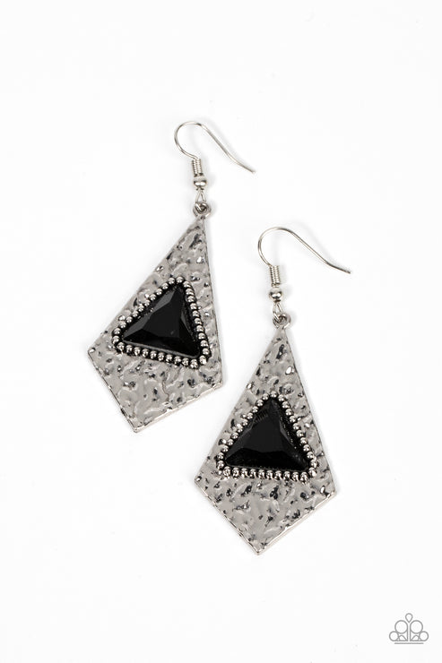 Cosmic Destination Black Earrings Paparazzi