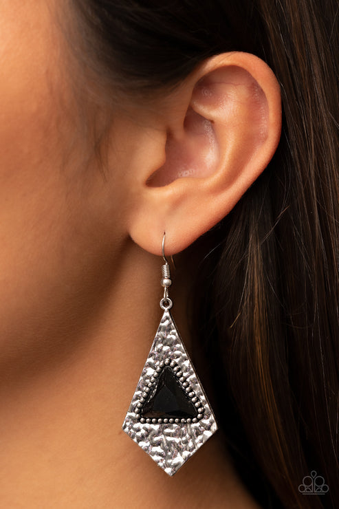 Cosmic Destination Black Earrings Paparazzi