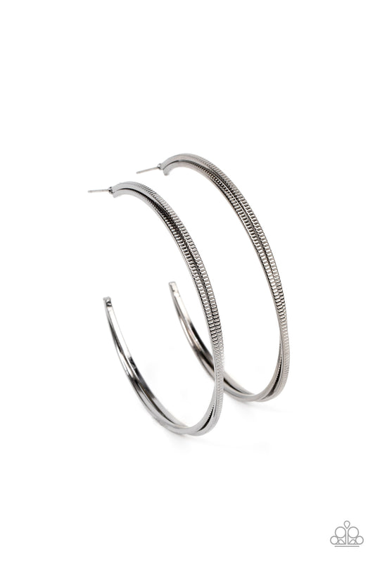 Monochromatic Curves Black Hoop Earrings Paparazzi