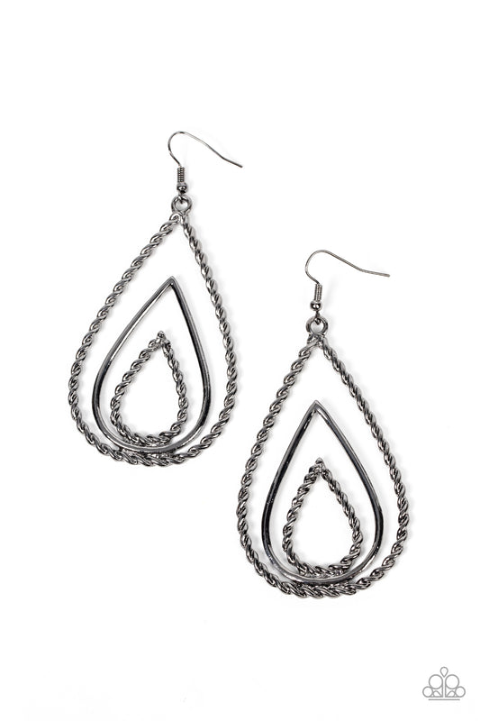 Tastefully Twisty Black Earrings Paparazzi