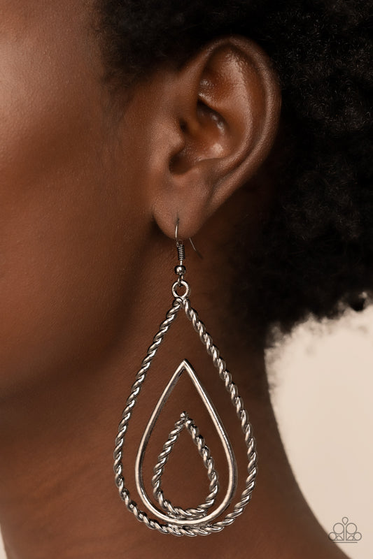 Tastefully Twisty Black Earrings Paparazzi