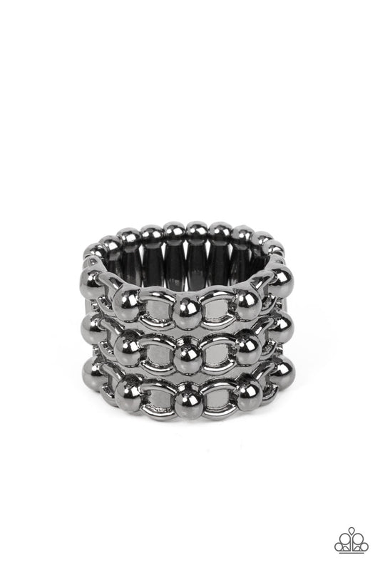 Dauntless Demeanor Black Ring Paparazzi