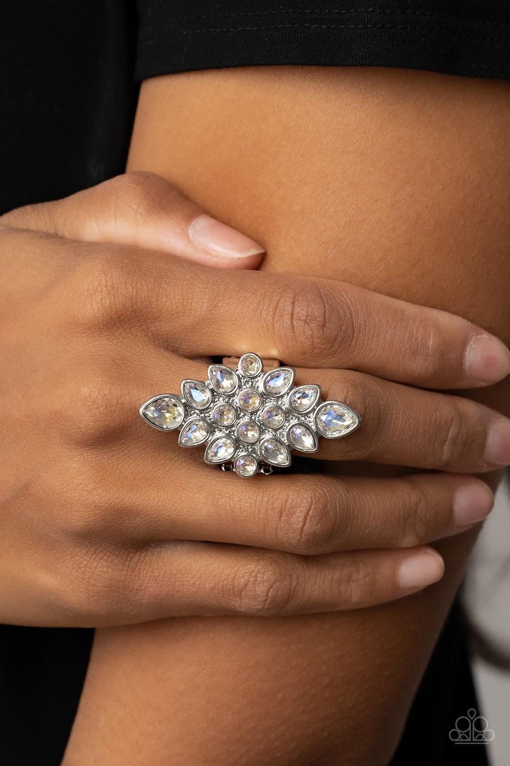 Combustible Iridescence White Ring Paparazzi