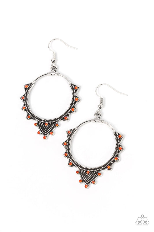 Textured Twinkle Orange Earrings Paparazzi
