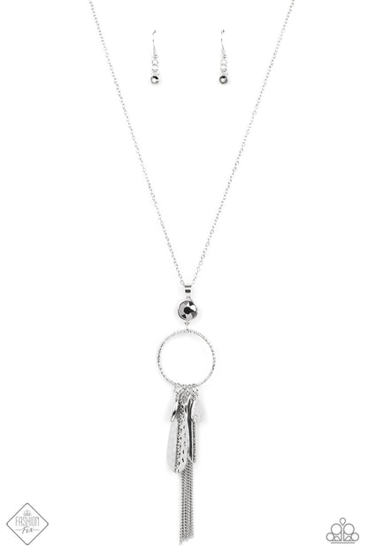 Tastefully Tasseled Silver Necklace Paparazzi
