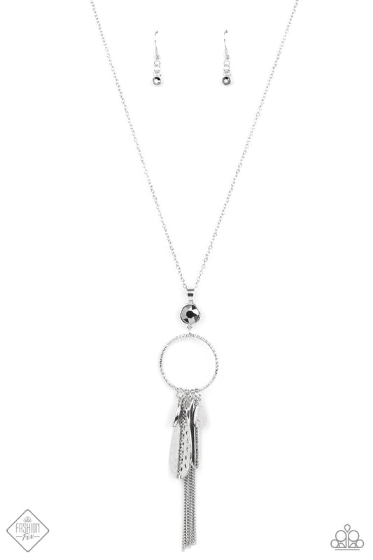 Tastefully Tasseled Silver Necklace Paparazzi
