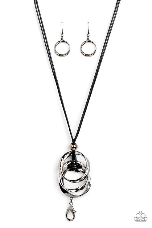 Harmonious Hardware Black Lanyard
Necklace Paparazzi