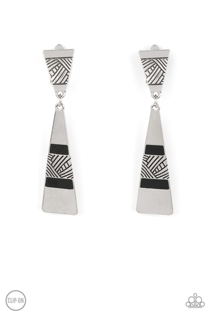 Safari Seeker Black Clip-On Earrings Paparazzi