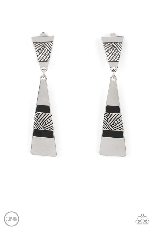 Safari Seeker Black Clip-On Earrings Paparazzi