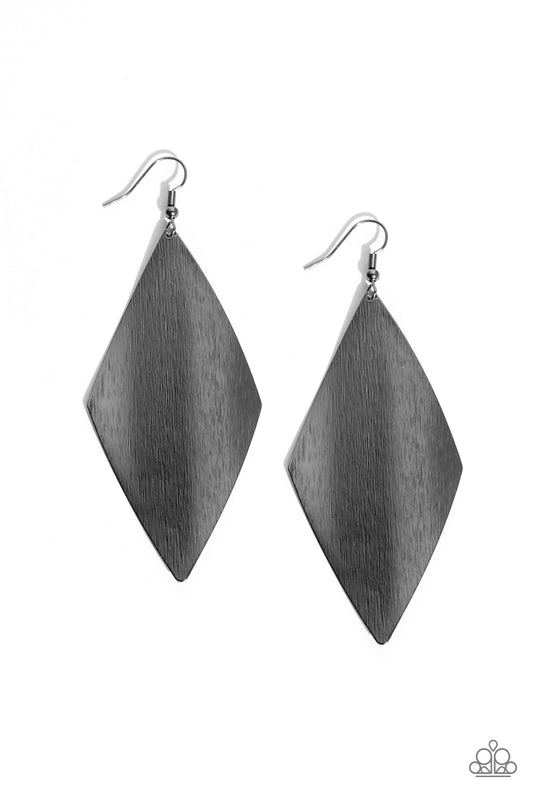 Retro Rally Black Earrings