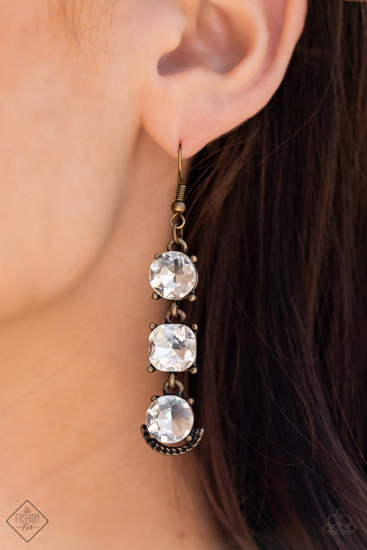 Determined to Dazzle Brass Earrings Paparazzi